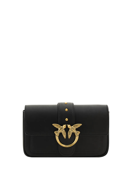 Pinko Love One Shoulder Bag - Black-Antique Gold