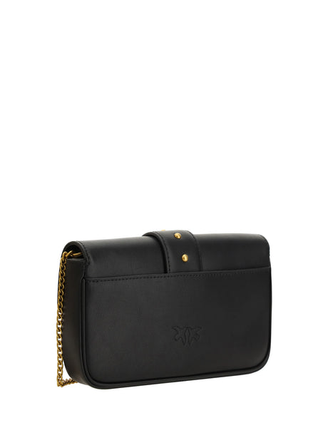 Pinko Love One Shoulder Bag - Black-Antique Gold