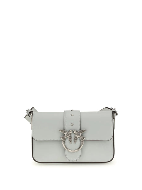Pinko Mini Love Shoulder Bag - Grey Pearl-Old Silver