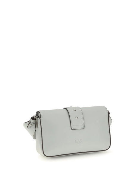 Pinko Mini Love Shoulder Bag - Grey Pearl-Old Silver