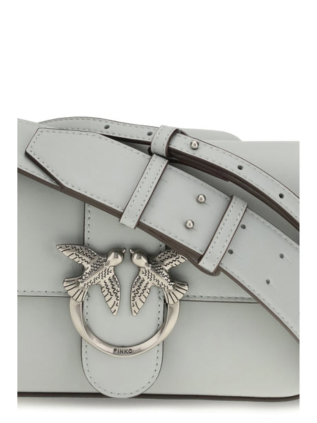 Pinko Mini Love Shoulder Bag - Grey Pearl-Old Silver