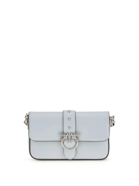 Pinko Baby Love Shoulder Bag - Light Blue Sky Blue-Old Silver