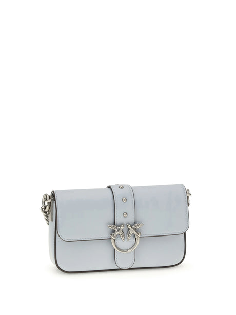 Pinko Baby Love Shoulder Bag - Light Blue Sky Blue-Old Silver