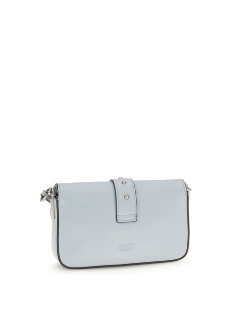 Pinko Baby Love Shoulder Bag - Light Blue Sky Blue-Old Silver