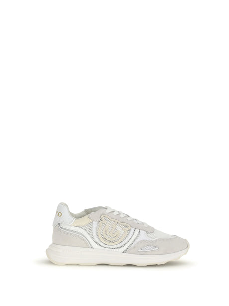 Pinko Leather Zoe Sneakers with mesh inserts - White