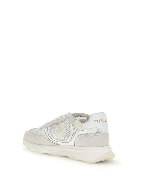 Pinko Leather Zoe Sneakers with mesh inserts - White