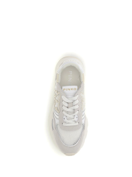 Pinko Leather Zoe Sneakers with mesh inserts - White