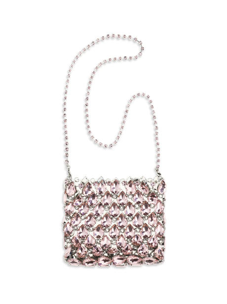 Self-Portrait Crystal mesh Pouch - Pink