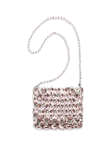 Self-Portrait Crystal mesh Pouch - Pink