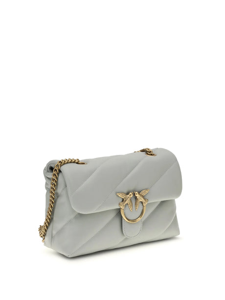 Pinko Love Classic leather Shoulder Bag - Grey Pearl-Antique Gold
