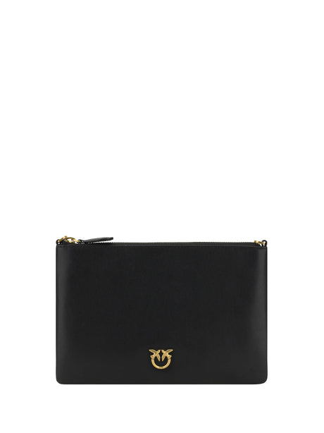 Pinko Leather Shoulder Bag - Black-Antique Gold