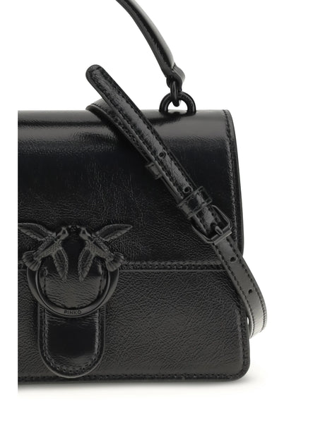Pinko Shiny leather Love One Top mini Handbag - Black Limousine Block Color