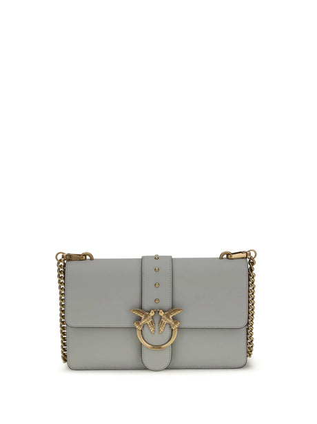 Pinko One Simply Love Bag One Shoulder Bag - Grey Pearl-Antique Gold