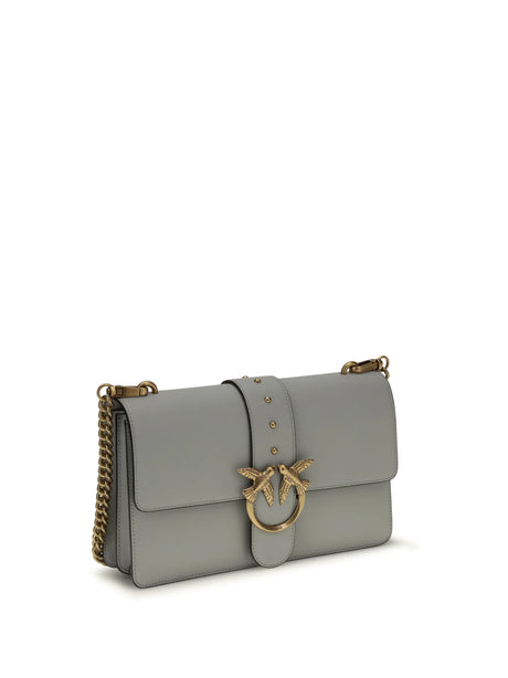Pinko One Simply Love Bag One Shoulder Bag - Grey Pearl-Antique Gold