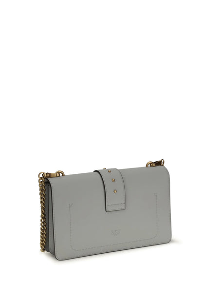 Pinko One Simply Love Bag One Shoulder Bag - Grey Pearl-Antique Gold