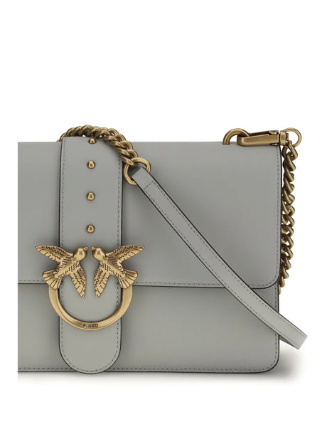 Pinko One Simply Love Bag One Shoulder Bag - Grey Pearl-Antique Gold