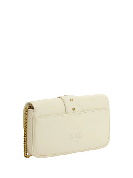 Pinko Love One Shoulder Bag - White Seta-Antique Gold