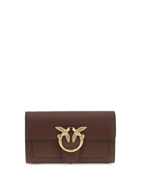 Pinko Love One Wallet - Burgundy Wine-Antique Gold