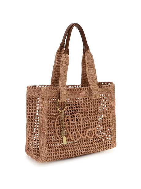 Chloé East-West Summer Banana raffia Tote Bag - Summery Beige