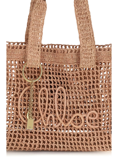 Chloé East-West Summer Banana raffia Tote Bag - Summery Beige