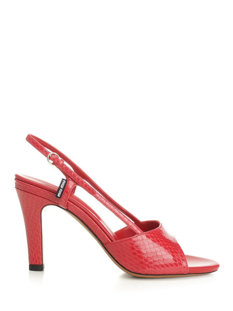 Miu Miu Slingback Sandals In Ayers - Red