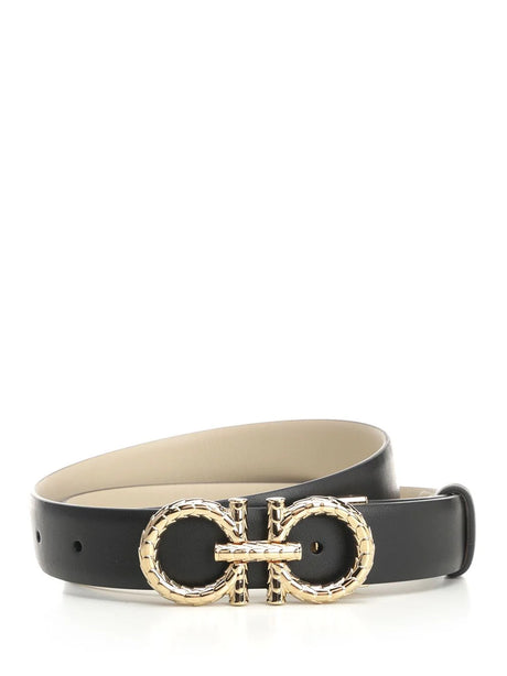 Ferragamo Reversible And Adjustable Gancini Belt - Black