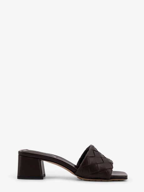 Bottega Veneta Leather heel sandals with Intrecciato motif - Fondant