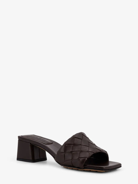 Bottega Veneta Leather heel sandals with Intrecciato motif - Fondant