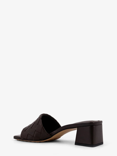 Bottega Veneta Leather heel sandals with Intrecciato motif - Fondant