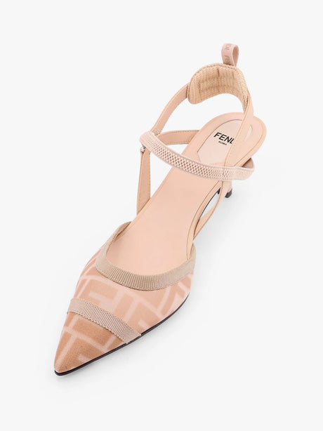 Fendi Colibrì leather and mesh slingback with FF motif - Re R Almond Carn