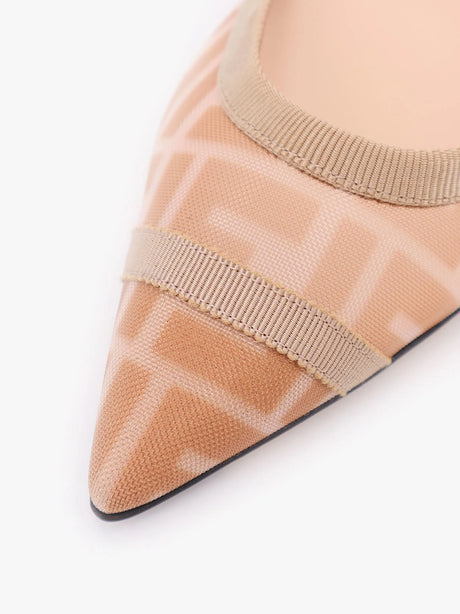 Fendi Colibrì leather and mesh slingback with FF motif - Re R Almond Carn