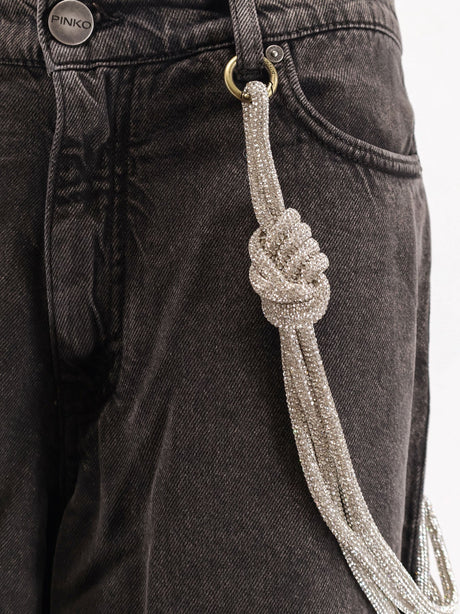 Pinko Lauryn bull denim jeans with removable jewel rope - Nero
