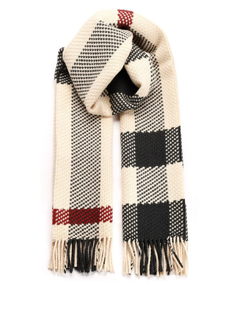 Burberry Check Wool Scarf - White