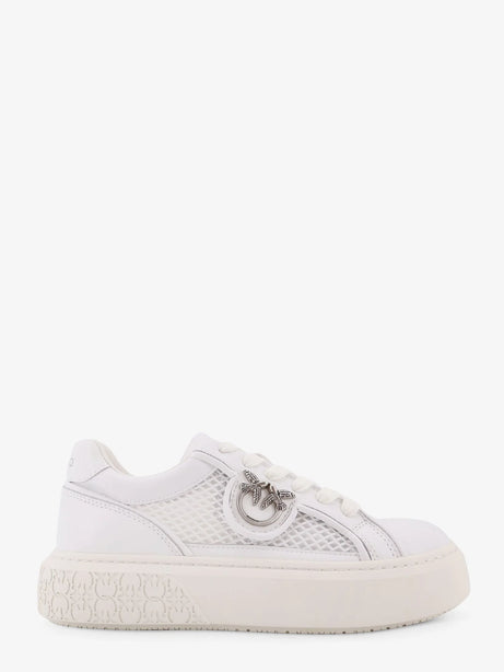 Pinko Yoko leather sneakers with mesh inserts - Bianco