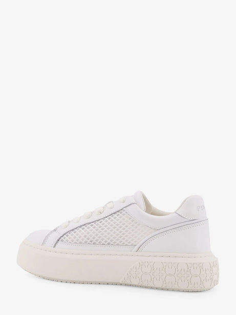 Pinko Yoko leather sneakers with mesh inserts - Bianco