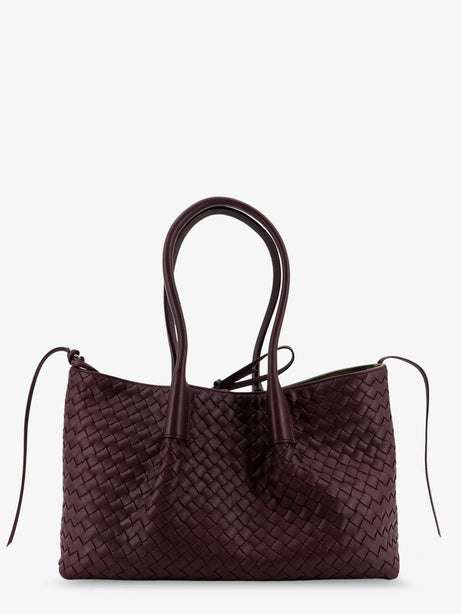 Bottega Veneta Pinacoteca leather handbag with Intrecciato motif - Dark Barolo/Pick-M B