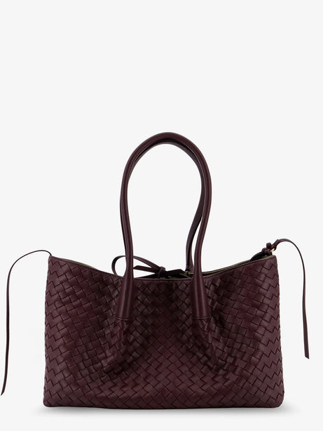 Bottega Veneta Pinacoteca leather handbag with Intrecciato motif - Dark Barolo/Pick-M B