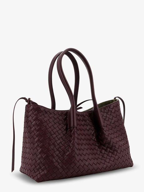 Bottega Veneta Pinacoteca leather handbag with Intrecciato motif - Dark Barolo/Pick-M B
