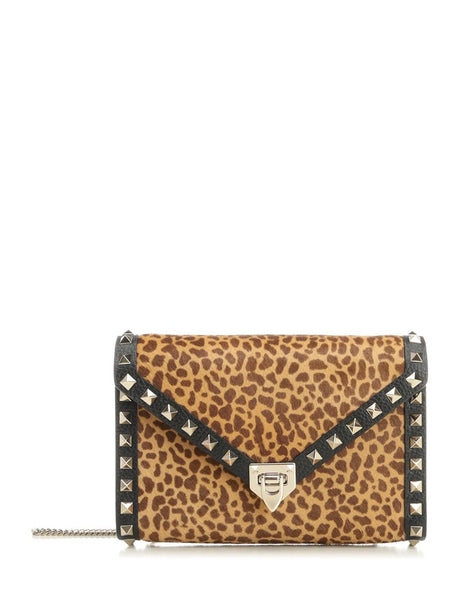 Valentino Garavani Rockstud Mini Ponyskin Shoulder Bag - Brown