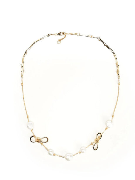 Marni Necklace With Knots And Pearls - Gold
