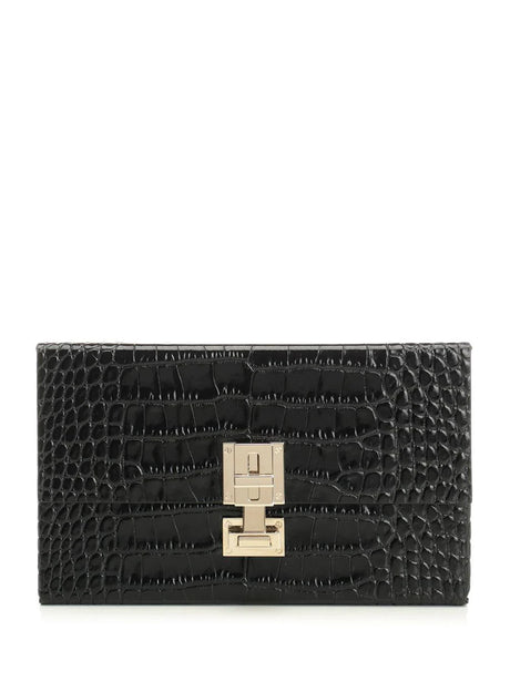 Tom Ford Crocodile Effect Shiny Leather Clutch - Black