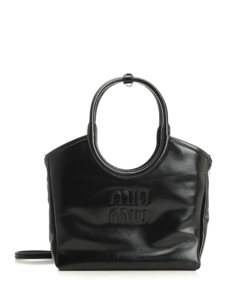 Miu Miu Ivy Leather Handbag - Black