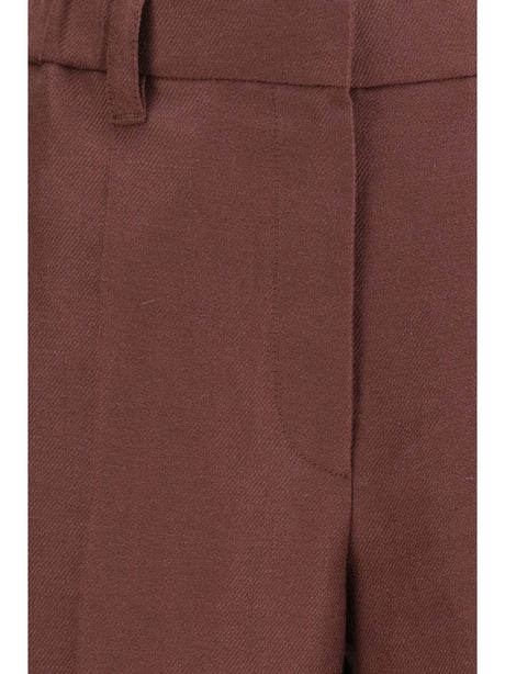 Brunello Cucinelli Wide-Leg Pants in linen with elastic waistband and belt loops - Rhubarb