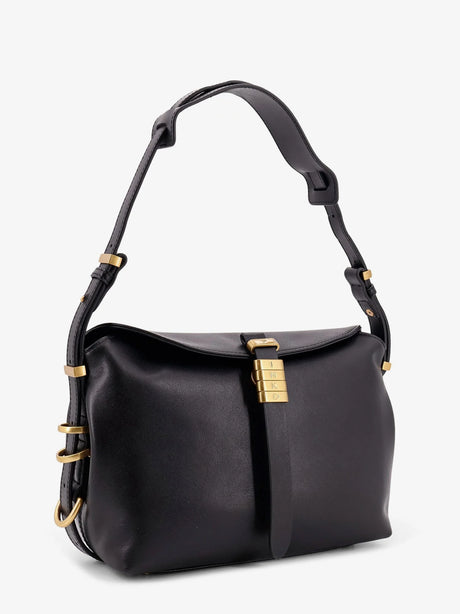 Pinko Leather shoulder bag with metal logo detail - Nero