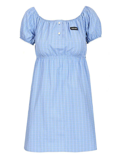 Miu Miu Cotton Poplin Mini Dress - Sky Blue