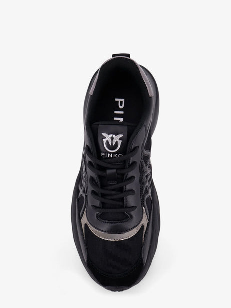 Pinko Ariel 33 leather sneakers with nylon inserts - Nero