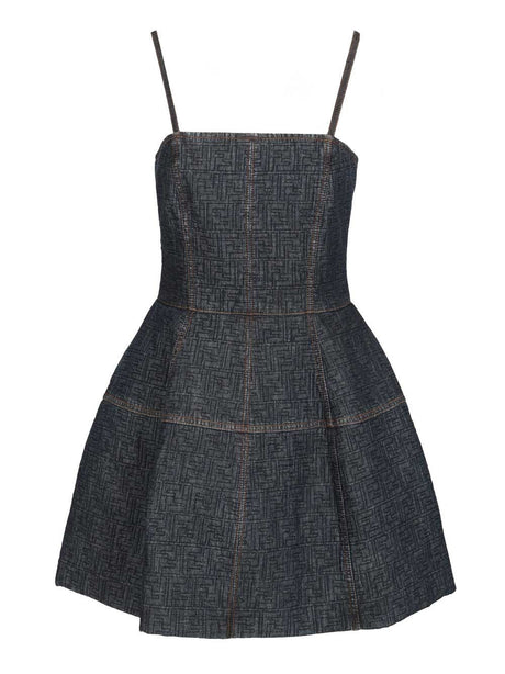 Fendi Ff Denim Dress - Blue
