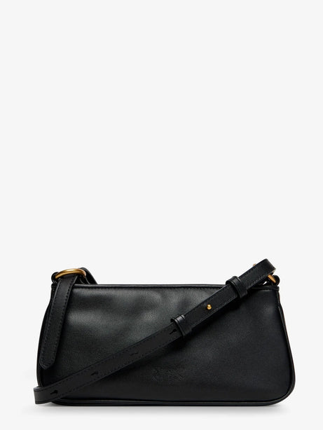 Pinko Mini Half Moon leather crossbody bag - Nero