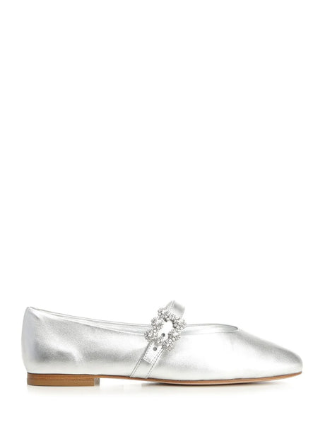 Roger Vivier Efflorescence Leather Strappy Ballerinas - Silver