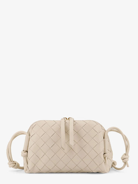Bottega Veneta Concert Pouch leather crossbody bag with Intrecciato motif - Sea Salt-Gold